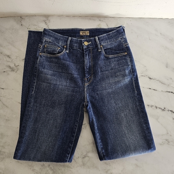 Mother High Waisted Looker Ankle Fray Blue Jeans 25 Preowned - Picture 5 of 9